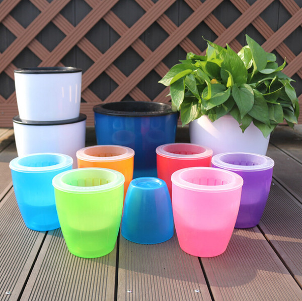 Automatic water lazy flower pot Factory direct resin large creative green locus pot water culture plastic flowerpot wholesale