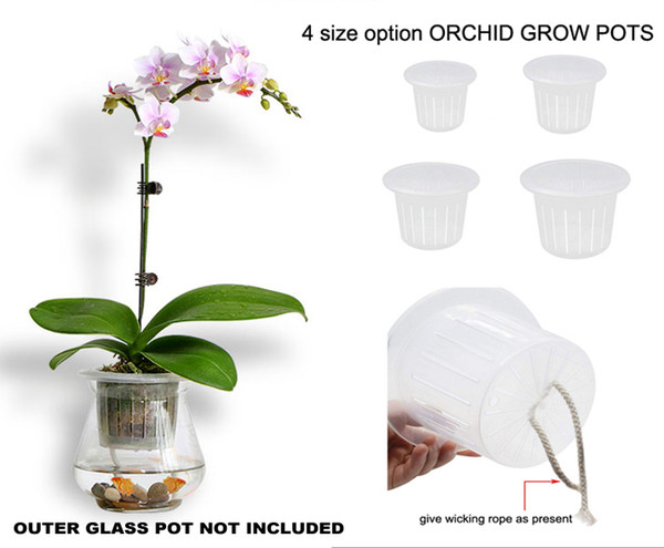 Wholesale Orchid Breathable Slotted Clear Plastic Net Pot Cup ,Self Watering Inner Pot in any Suitable Glass Planter 4