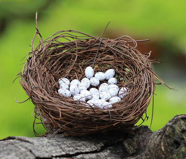 10sets free shipping mini bird nest with eggs 2sizes fairy miniature decoration for garden bonsai home suppliers