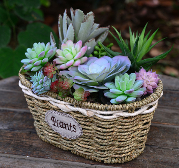 4PCS-PACK 2016 New Hot Handmade Straw basket rattan wicker basket wholesale floral hand-woven Container and more flower pots Wedding vases