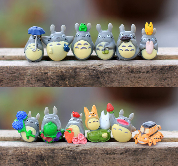 10set free shiping 12style tiny animal Totoro fairy garden miniature decor DIY home desk artificial resin indoor and outdoor decor accessory