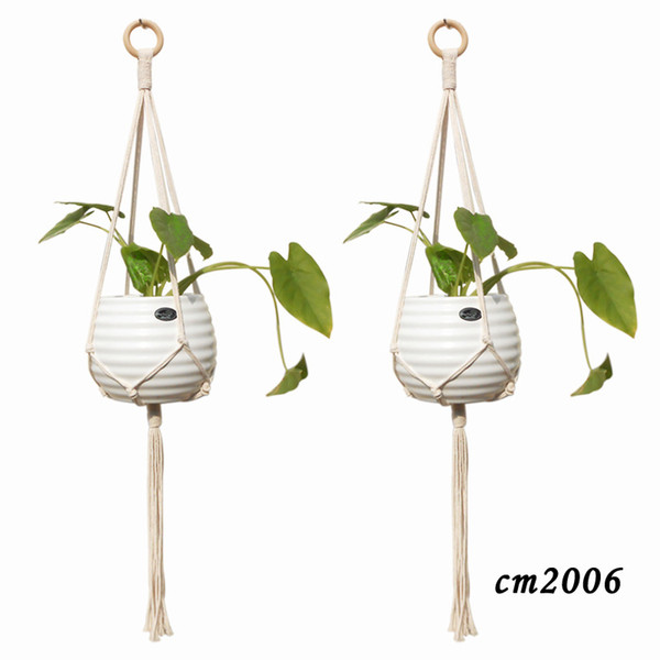 Macrame Plant Hanger Handmade Cotton Rope Planter Flowerpot Holder Hanging Basket Indoor Outdoor Wall Hangings Boho Home Decor