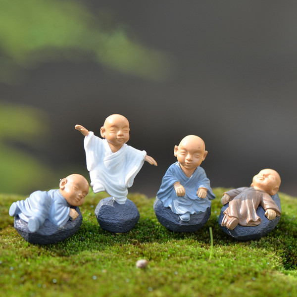 kung fu Cartoon monk figurines fairy garden miniatures ornaments terrarium Decoration moss Micro Landscape resin crafts DHL Free Shipping