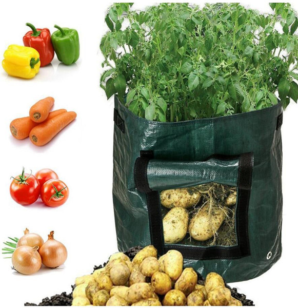 Plant Grow Bags 7 Gallons Vegetable Panter Container Breathable Material with Drainage Holes Handles for Potato Carrot Onion Patio Vegies