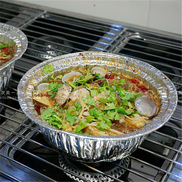 High temperature large round aluminum foil bowl pots Aberdeen lunch card aluminum foil box barbecue roasted bowl bowl 10