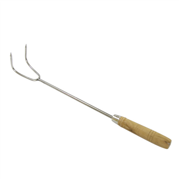 BBQ carbon hook roasting long hook single soup barbecue single hook wooden handle stainless steel meat