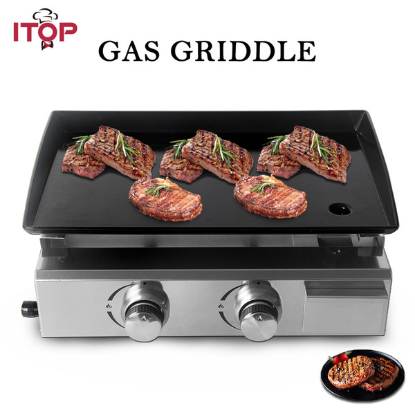 ITOP Gas Griddle BBQ Grill Non-Stick Plate Griddle 520*340mm Cooking Area Barbecue Stove Enamel Cooking Plate