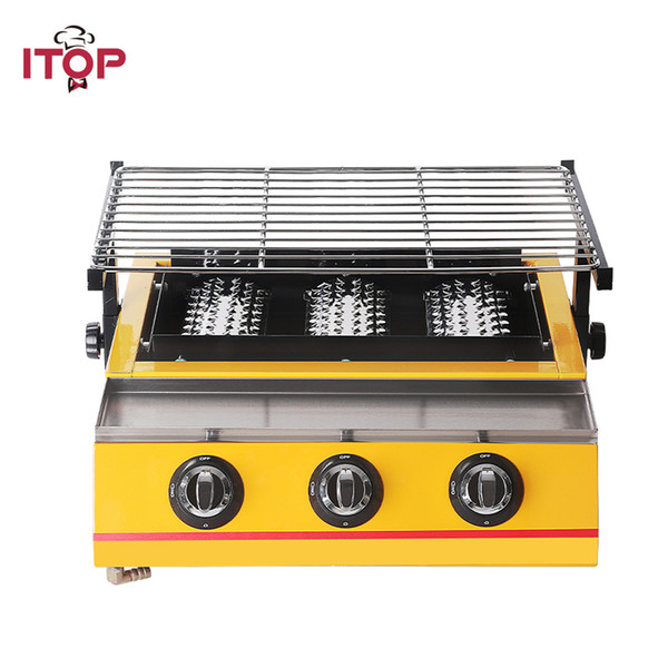 3 burners BBQ Grill,Gas Barbecue Portable Flat Environmental for Outdoor Picnic, Party,Infrared Adjustable Height