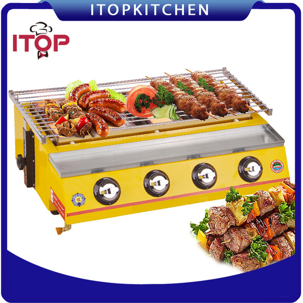 ITOP 4 Burners Gas BBQ Grill Smokeless Stove Commercial Fast Delivery Adjustable Height Portable