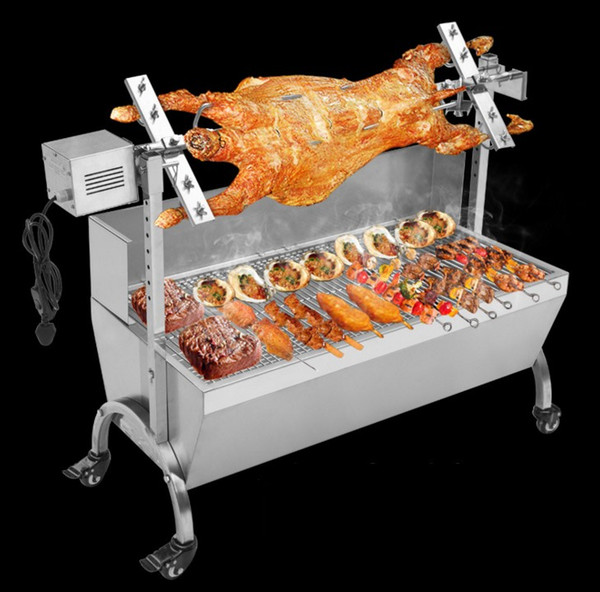 90cm Commercial Hog Roast Machine BBQ Spit Chicken Pig Roaster Rotisserie Stainless Steel Roasting Motor LLFA