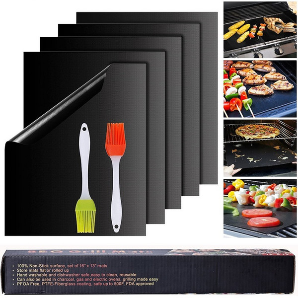 Grill Mats Reusable and Easy to Clean Best BBQ Barbecue Grill Pad Mats Works With Gas Electric Charcoal Grills FDA-Approved PFOA Free