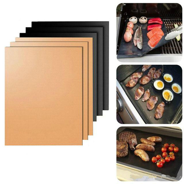 Non-Stick PTFE 33*40CM/24*34CM Black/Copper BBQ Gas Grill Barbecue Mat Reusable Cover Microwave Mats for Cooking Baking