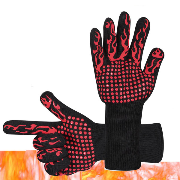 BBQ Gloves Microwave Oven Gloves 7 designs Heat Resistance 500 Centigrade Fire prevention Aramid glove Silicone Baking Gloves