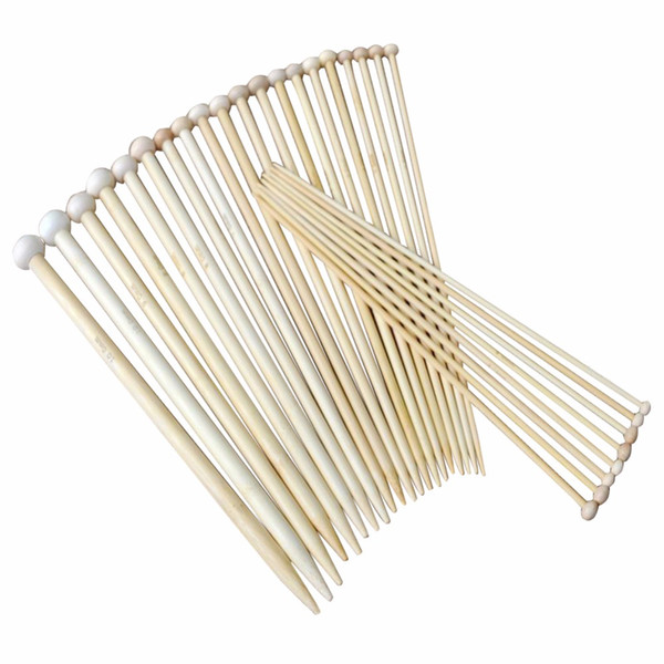 36Pcs 18 Sizes Bamboo Knitting Needles Single Tip Point Round Crochet Needles Household DIY Weaving Knitting Tools