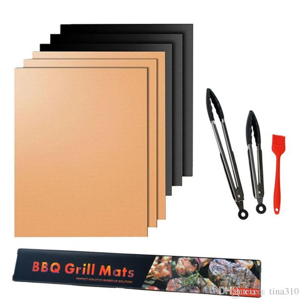 BBQ Grill Mat 5pcs/lot Reusable Non Stick BBQ Grill Mat 40*33cm Sheet Portable Easy Clean OutDoor Cooking Tool BBQ Liner T1I221