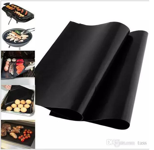 300pcs Barbecue Grilling Liner BBQ Grill Mat Portable Non-stick and Reusable Make Grilling Easy 33*40CM 0.2MM Black Oven Hotplate Mats