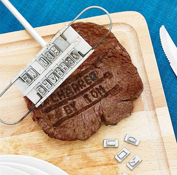 BBQ Branding Iron with Changeable Letters Barbecue Steak Names Tool Personality Steak Meat Barbecue BBQ Meat Tools