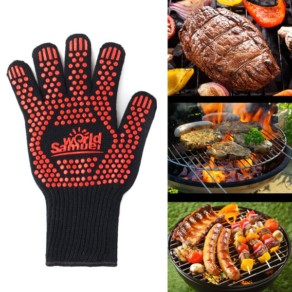 Heat-Resistant Fireproof Resistant Oven Mitts Silicone Gloves Baking BBQ Grilling Cooking Anti Perm Gloves Customized Design