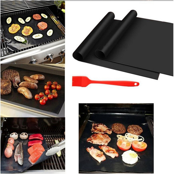 BBQ Grill Mat Durable Non-Stick Barbecue Mat 40*33cm Cooking Sheets Microwave Oven Outdoor BBQ Cooking Tool OOA1935