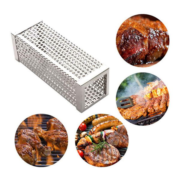 Stainless Steel BBQ Smoking Mesh Tube Smoker Wood Pellet for Any Grill Outdoor Smoker Hot or Cold Smoking Supplies Tools Accessories