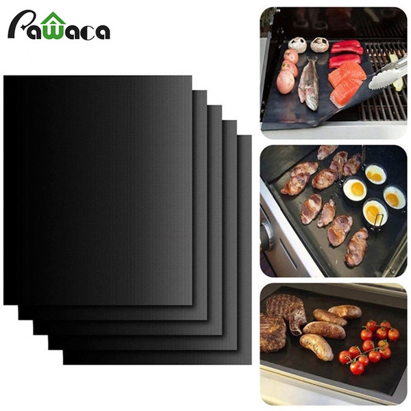 Hot Barbecue Grilling Liner BBQ Grill Mat Portable Non-stick and Reusable Make Grilling Easy 33*40CM 0.2MM Black Oven Hotplate Mats WCW211