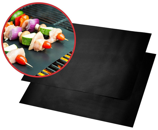 Non-Stick BBQ Grill Mat Thick Durable 33*40CM 0.2MM Black Set of 2Mats Perfect for Charcoal, Electric and Gas Grill barbecue mat