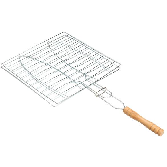 Wholesale- BBQ Barbecue 2 Fish Grilling Basket Roast Folder Tool with Wooden Handle