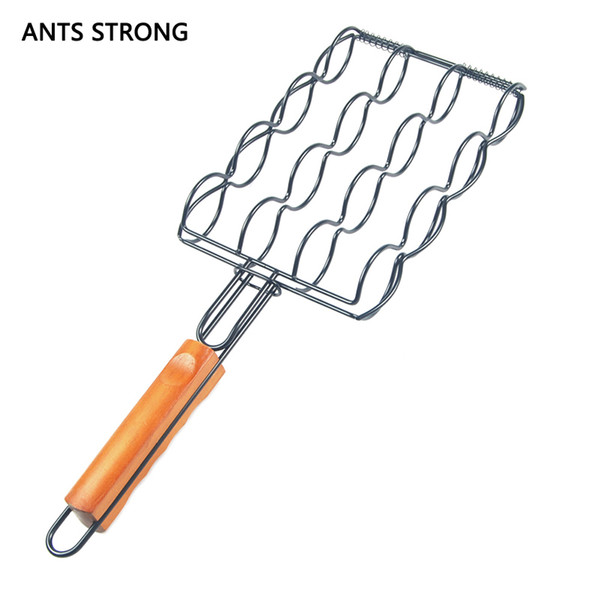 ANTS STRONG large size BBQ grilling basket/durable hot dog non-stick mesh baskets grill rack roasted corn clip