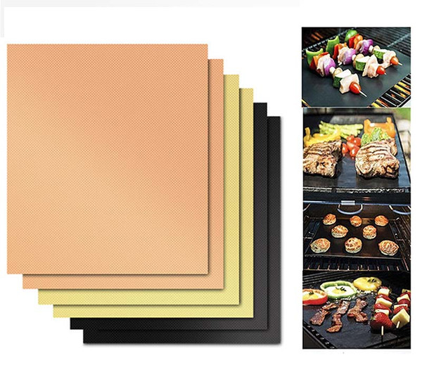 Grill Mat Portable Non Stick Golden Black Coppery BBQ Baking Mat Easy Clean Barbecue Sheet for Gas Charcoal Electric Grill Mat