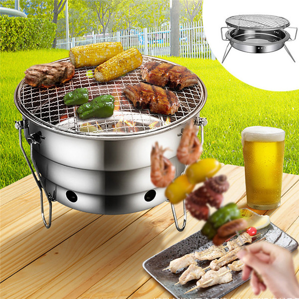 High quality Barbecue Grills Stainless Steel BBQ Burner Oven Outdoor Party Portable Round Foldable Picnic Stoves Heating Stove