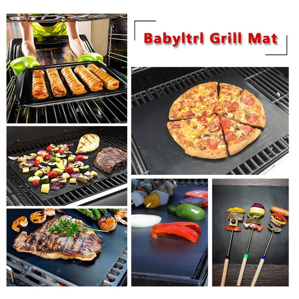 DHL Non-stick BBQ Grill Mat Pad Durable 33*40CM Gas Barbecue Grill Mat Pad Reusable Teflon Picnic Outdoor Cooking Grill Baking Mats Pad