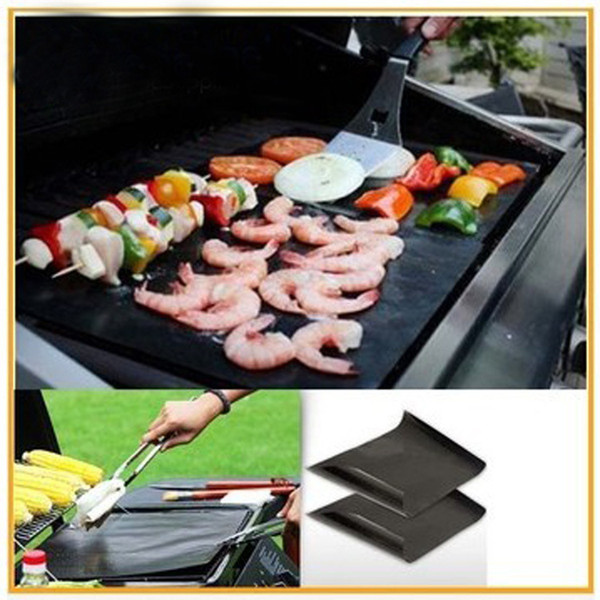 Barbecue Grilling Liner BBQ Grill Mat Portable Non-stick and Reusable Make Grilling Easy 33*40CM 0.2MM Black Oven Hotplate Mats By DHL