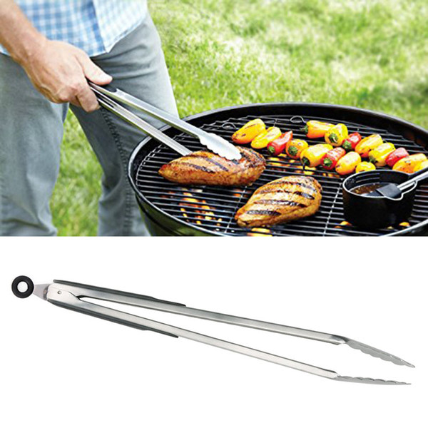 Hot 2pc 18'' Stainless Steel Locking Tong Large Barbecue Tongs w/ Soft-Grip Handles Kitchen Tong Outdoor BBQ Tongs Free shipping