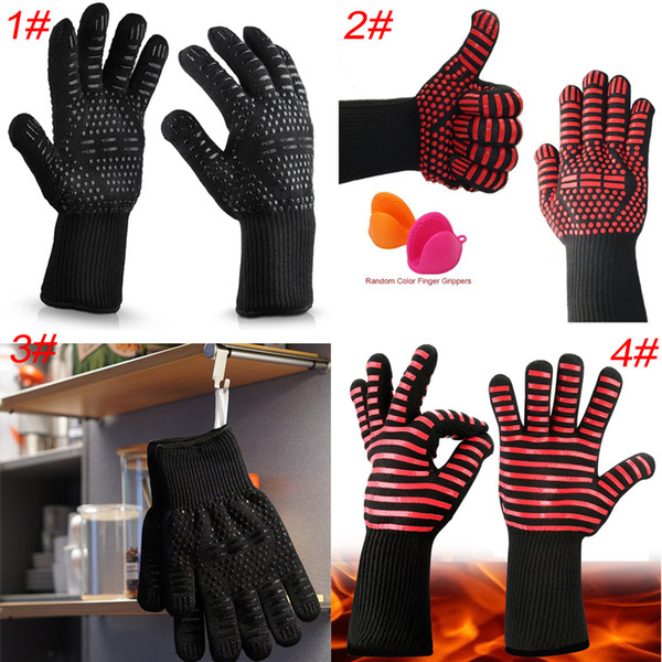 Wholesale Aramid Material Silicone Gloves Resistant High Temperature 500 Degree Insulated Oven Kitchen Silicone Gloves BBQ Fire Glove DH0051