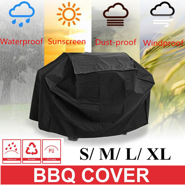 S/ M/ L/ XL BBQ Grill Cover Outdoor Waterproof Barbecue Covers Durable Dust-Proof Windproof Polyester Material Garden Patio Grill Protector