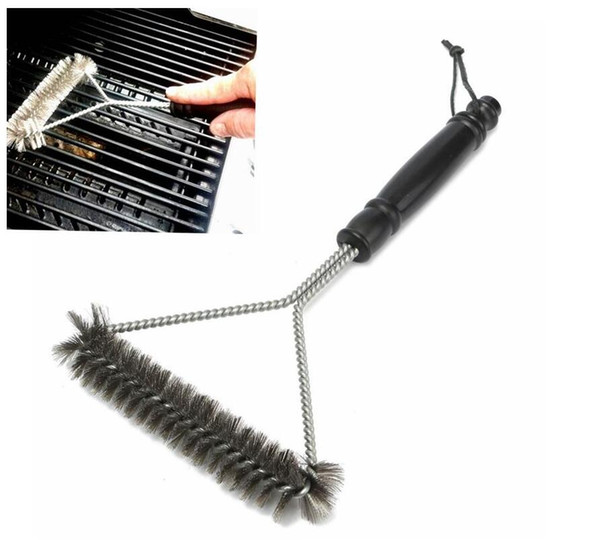 Non-stick Barbecue Grill BBQ Brush Stainless Steel Wire Bristles Cleaning Brushes With Handle Durable Cooking BBQ Tools Hot Sale free ship