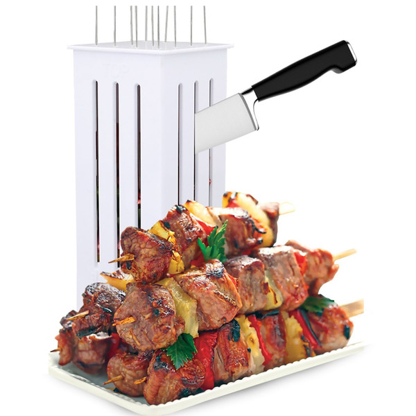 Barbecue Meat Skewer Kebab Maker BBQ Kabob Maker Box Beef Meat Maker with 32 Bamboo Skewers