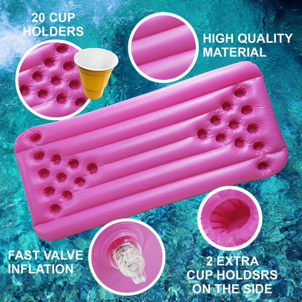 1.8m*0.8m Pink Beer Pong Portable Cup Tables Game Floats Pool Party Games Floating Row Raft Lounger Inflatable PVC Deck Chair Adult