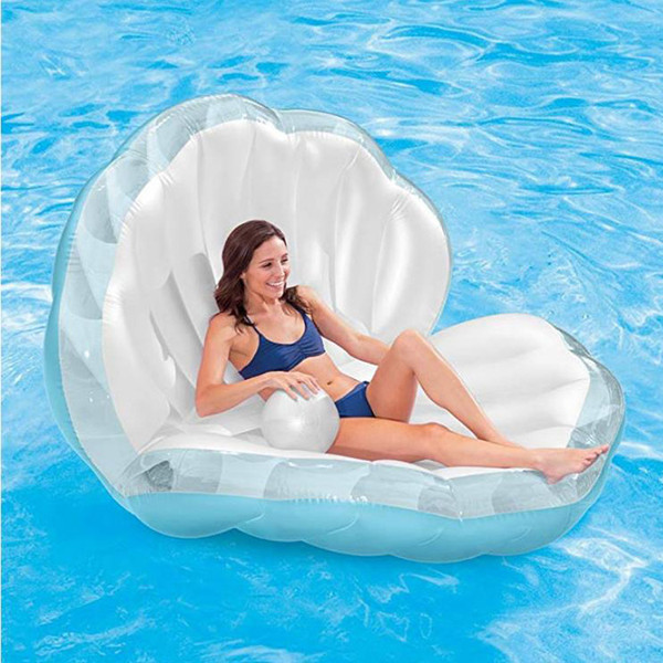 Giant Thick PVC Pearl Shell Shape Pool Raft Inflatable Float Swimming Gear Water Fun Toy Gift 160*130*130cm