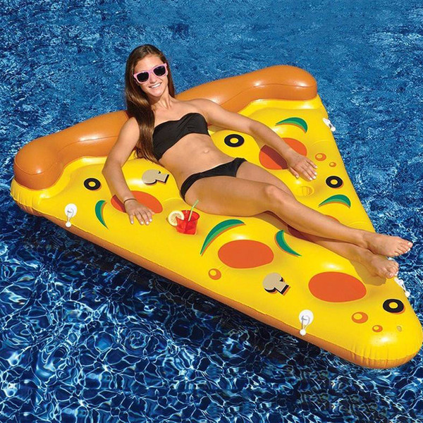 Giant Thick PVC Pizza Shape Pool Raft Inflatable Float Swimming Gear Water Fun Toy 120*120CM