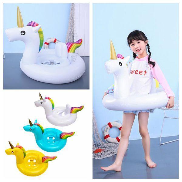 INS Inflatable Unicorn Floats Kids Unicorn Float Swimming Ring Baby Unicorn Life Buoy Floating Ring Outdoor Play CCA11541 10pcs