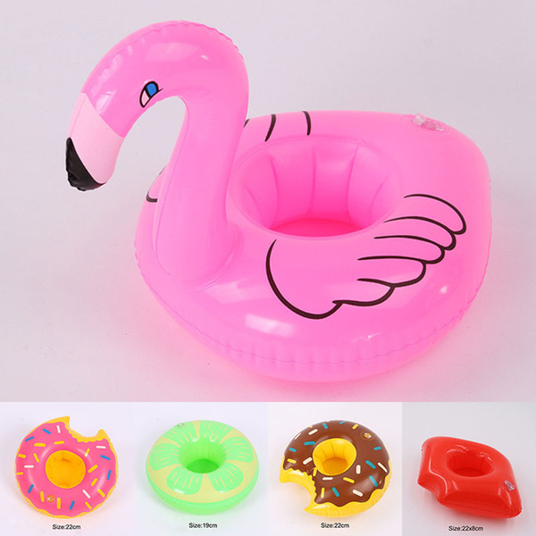 Inflatable Drinks Cup Holder Flamingo Donut Watermelon Lip Pools Floating Toys Party Bath drinking cup Seat Boat Summer 240717