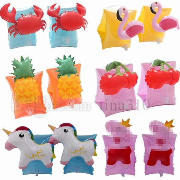 Baby Swim Arm Circle Crab pineapple Cherry Flamingo PVC Inflatable Float Arm Circle children Swim Sleeves Swim Ring Pool Floating Ring 4685