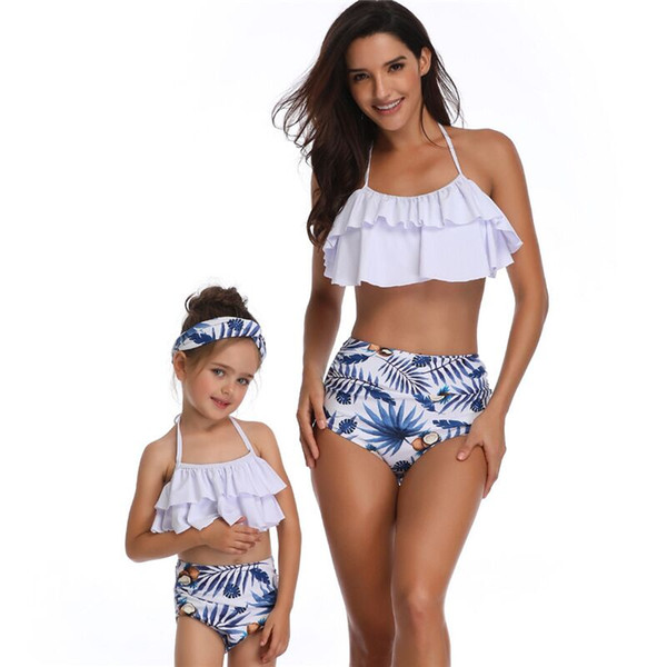 Mother and Daughter Swimsuit Mommy Me Swimwear Bikini Summer Family Look Matching Clothes Outfits Women Sister Mom Mum Dresses