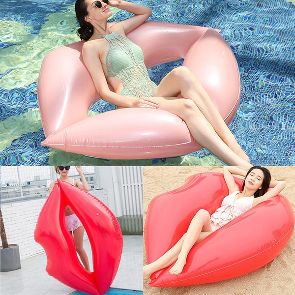 180CM 70inch Lips Inflatable Floating Row Giant Pool Toy Swimming Float Ride-On Pool Swim Ring For Summer Holiday Fun Party