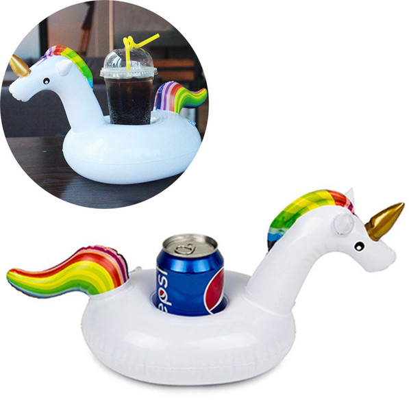 Unicorn Horse Inflatable Cup Holder Drink Cellphone Snacks Float Coasters for Summer Swimming Pool Party Beach Water Toys with Ear