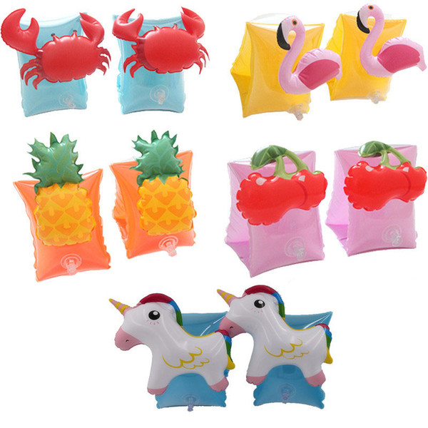 Cartoon Kids Inflatable Swim Arm Ring Pool Flamingo Crab Pineapple Pig Shark Swim Ring Arm Rings Drop Ship 240775