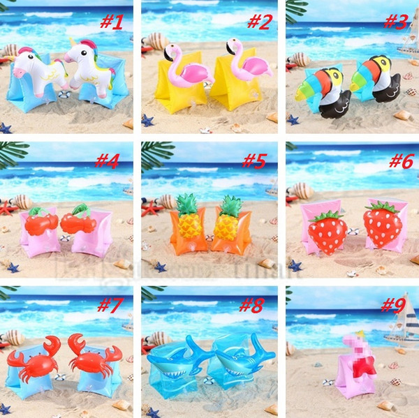 Baby Swim Arm Circle Crab pineapple Cherry Flamingo PVC Inflatable Float Arm Circle children Swim Sleeves Swim Ring Pool Floating Ring 4685