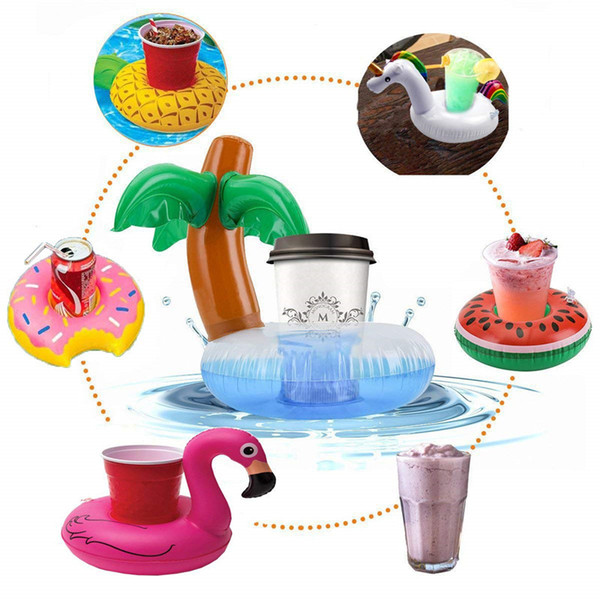 Inflatable Coasters Palm Tree Duck Swan Cup Holder Swimming Pool Spa Floating Drink Holder Children Kids Water Fun Float Toys