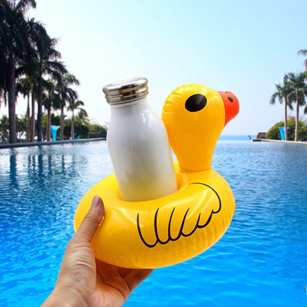 New Popular Cute Fanny Yellow Duck Floating Inflatable Drink Can Holder pool Bath Toy Children Toy Duck Toys Pool Kid toys